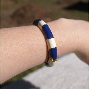 Vintage 00s J.Crew Blue White Hinge Cuff Bracelet
